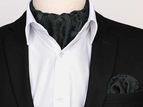 Cravate Ascot Homme The Riding Stock Market – Cuivre Et Noir – Avec Carré De Poche Assorti