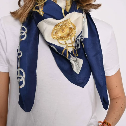Cravate Hermès Pour Homme à Motifs éléphants Et Palmiers - Soie, Jaune Et Bleu