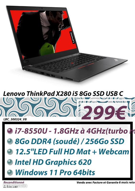 découvrez le lenovo x280, un laptop professionnel alliant performance et mobilité. équipé de composants de pointe, ce portable est idéal pour les professionnels en déplacement. sa conception robuste et ses fonctionnalités avancées en font un choix privilégié pour ceux qui recherchent l'efficacité au travail.