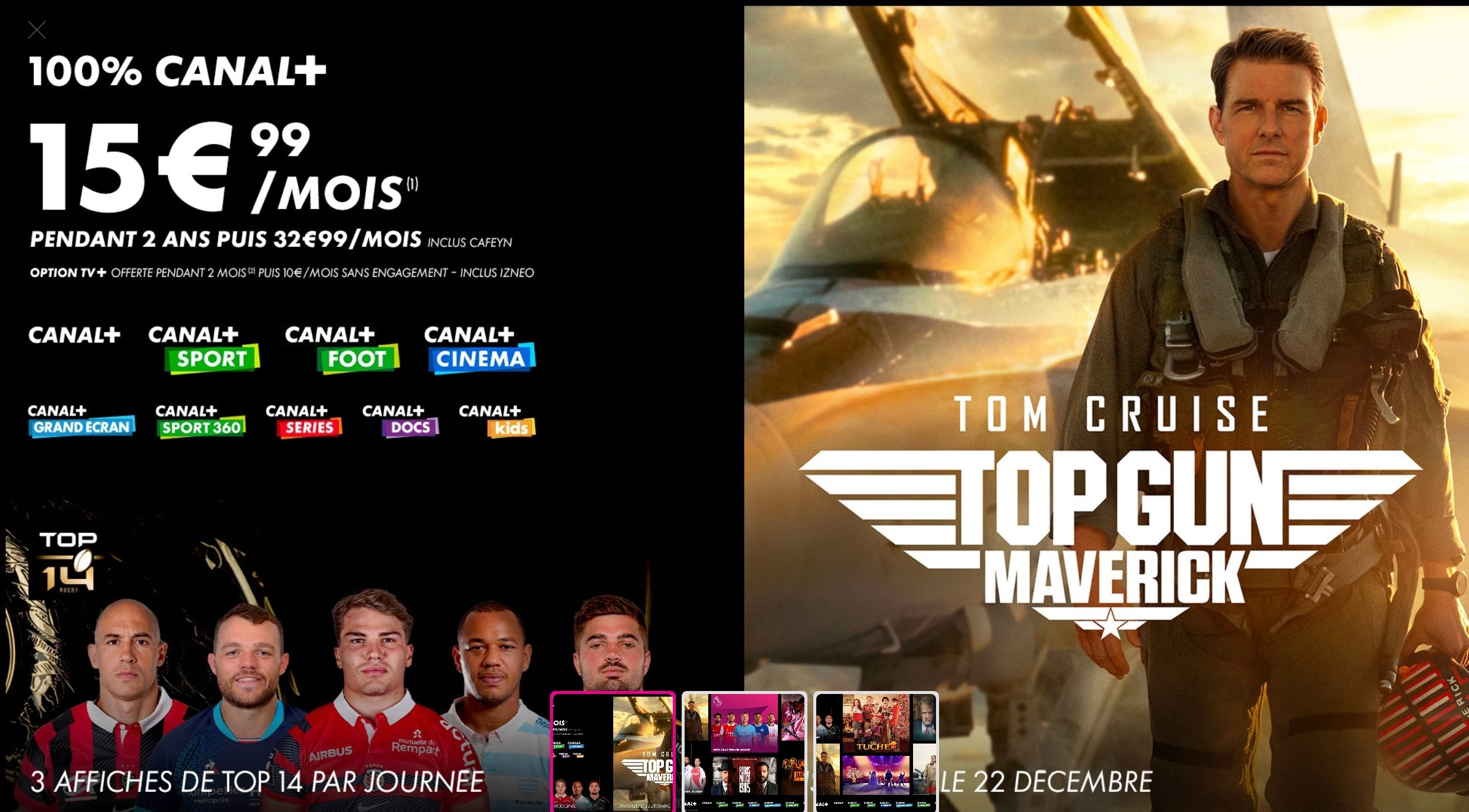 découvrez les nouveaux tarifs canal+ pour les offres sport et cinéma à moins de 20 €, profitez d'un accès privilégié à vos contenus favoris à prix réduit.