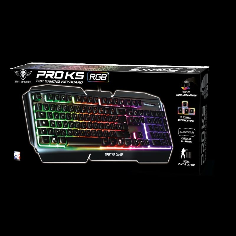 Clavier Gamer SOG Spirit Of Gamer Pro K5 – AZERTY RVB LED – Anti-ghosting